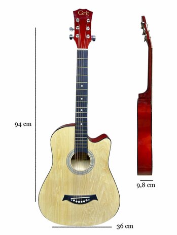 Guitar cutaway with 6 strings western acoustic 38&quot; mix color