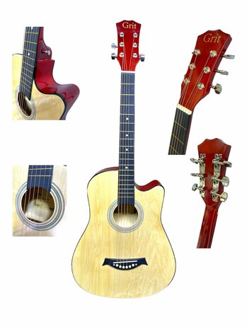 Guitar cutaway with 6 strings western acoustic 38&quot; mix color