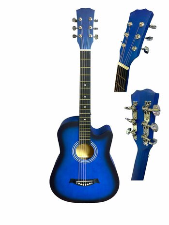 Guitar cutaway with 6 strings western acoustic 38&quot; mix color