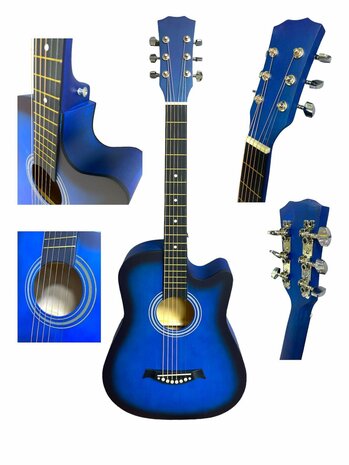 Guitar cutaway with 6 strings western acoustic 38&quot; mix color