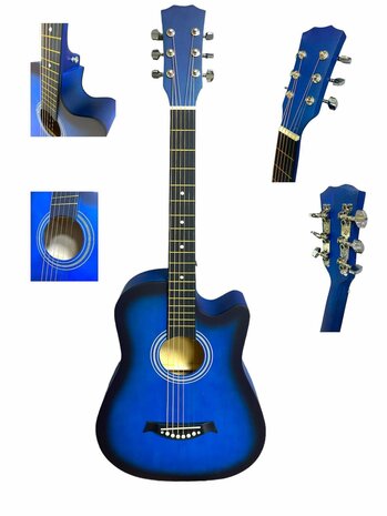 Guitar cutaway with 6 strings western acoustic 38&quot; mix color