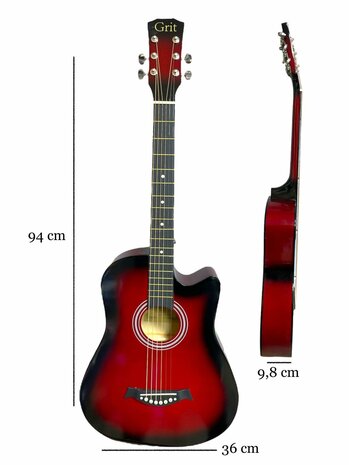 Guitar cutaway with 6 strings western acoustic 38&quot; mix color