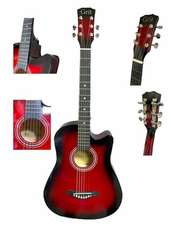 Guitar cutaway with 6 strings western acoustic 38&quot; mix color