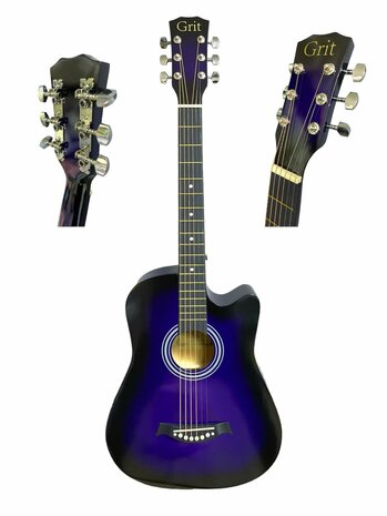 Guitar cutaway with 6 strings western acoustic 38&quot; mix color