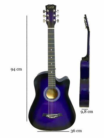 Guitar cutaway with 6 strings western acoustic 38&quot; mix color