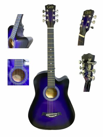 Guitar cutaway with 6 strings western acoustic 38&quot; mix color