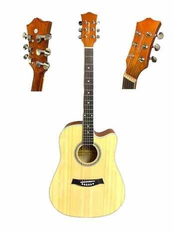 Guitar cutaway with 6 strings western acoustic 41&quot; Adia wood