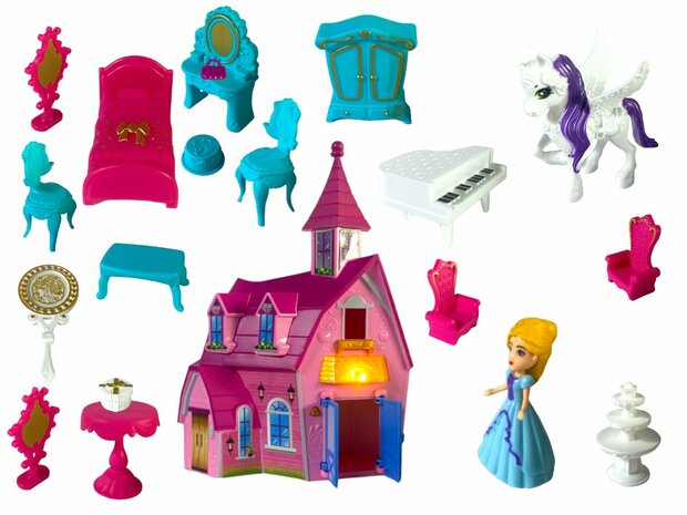 Princess Castle - Playset Dream Castle plus Plus musique et lumi&egrave;re 19 accessoires