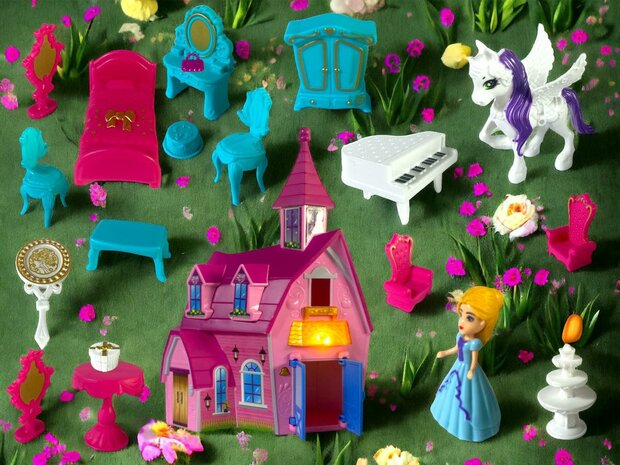 Prinsessenkasteel - Speelset Dream Kasteel plus Plus muziek en licht 19 accessoires
