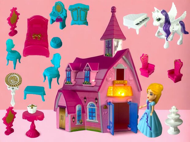 Princess Castle - Playset Dream Castle plus Plus musique et lumi&egrave;re 19 accessoires