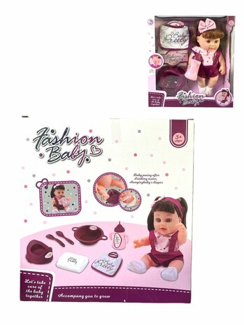 Faishon Babypop New Born Baby - 28 cm&nbsp;- drink en plasfunctie + Geluid