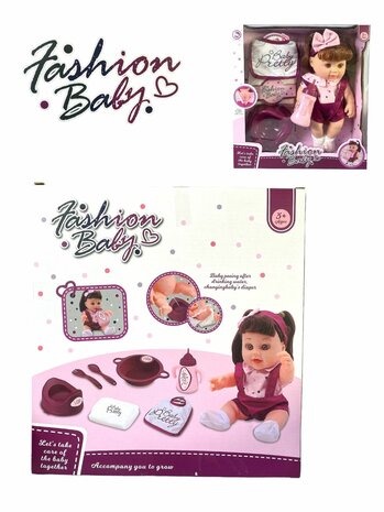 Faishon Babypop New Born Baby - 28 cm&nbsp;- drink en plasfunctie + Geluid
