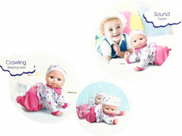 CRAWLING BABY  KRUIP BABY POP SPEELGOED BABY SWEET&amp;CUDDLY - MET GELUID (32CM)