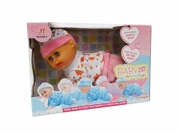 CRAWLING BABY CREEPING BABY DOLL - CAN CRAWL AND DANCE - WITH SOUND (20CM)