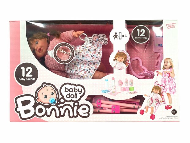 Bonnie Babypuppe + Kinderwagen 52 cm f&uuml;r M&auml;dchenpuppe 40 cm