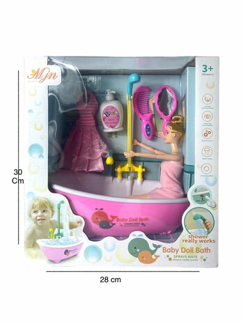 Babypuppen-Badezimmerset mit Wasserbrause und funktioneller Dusche