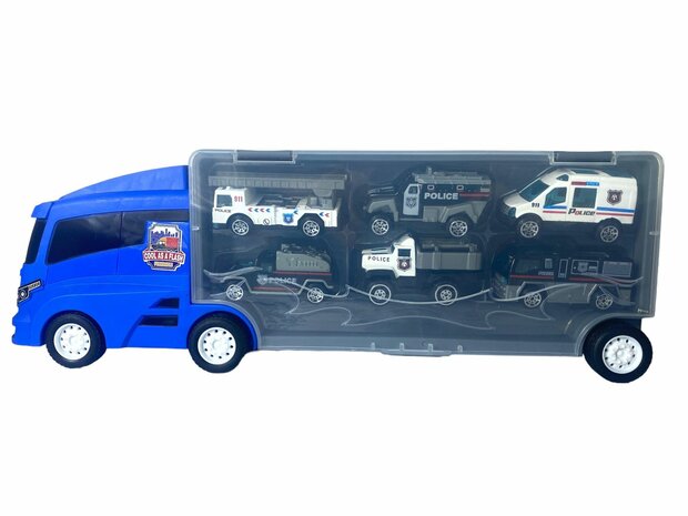 POLICE TRUCK TRUCK TRANSPORTER - 6-PIECE CASE SET - 36CM