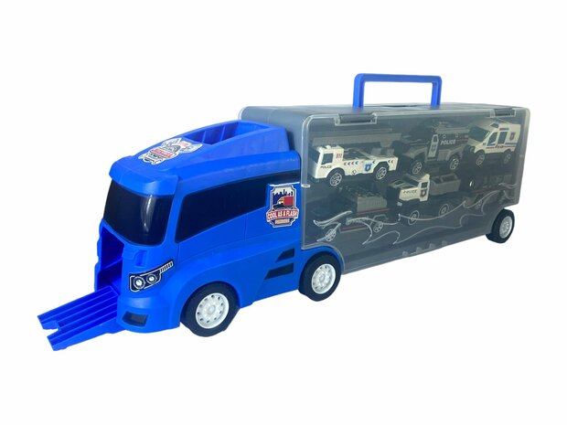 TRANSPORTEUR DE CAMION DE POLICE - ENSEMBLE DE COFFRET 6 PI&Egrave;CES - 36CM