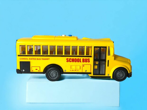 School bus with light and sound 27.5 cm yellow 1:16