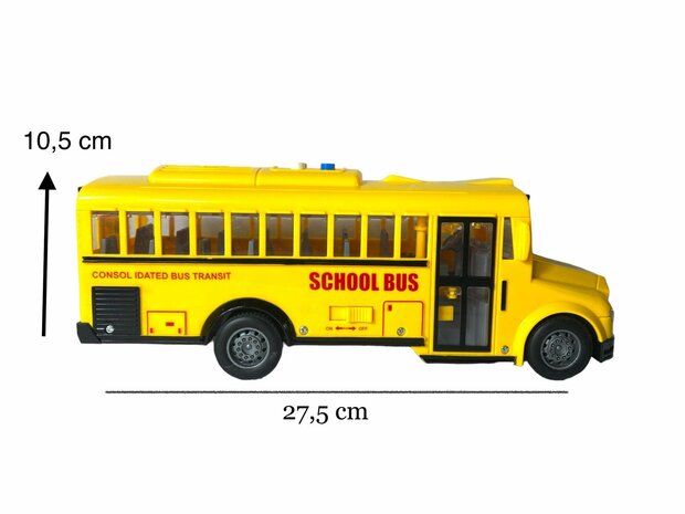 Schoolbus Met Licht En Geluid 27.5 Cm Geel 1:16