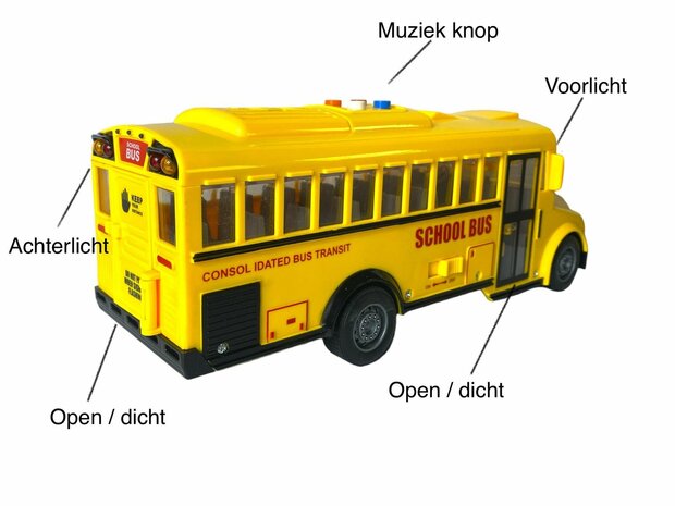 School bus with light and sound 27.5 cm yellow 1:16