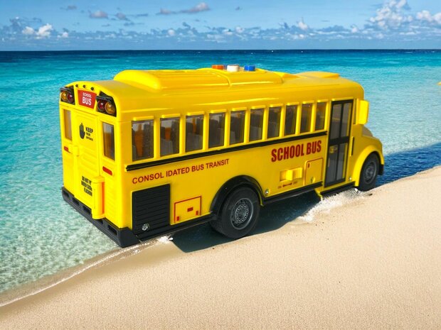 School bus with light and sound 27.5 cm yellow 1:16