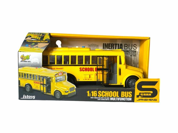 School bus with light and sound 27.5 cm yellow 1:16