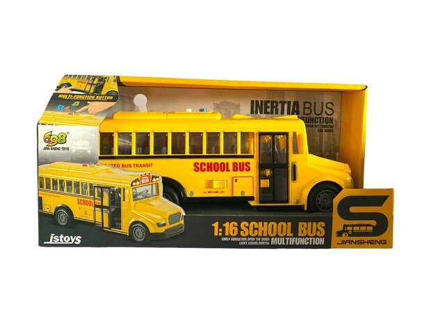 Schoolbus Met Licht En Geluid 27.5 Cm Geel 1:16