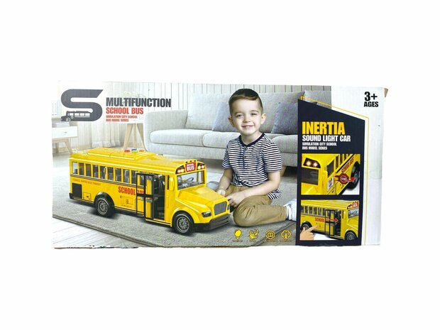 School bus with light and sound 27.5 cm yellow 1:16