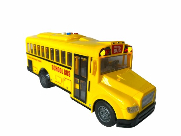 School bus with light and sound 27.5 cm yellow 1:16