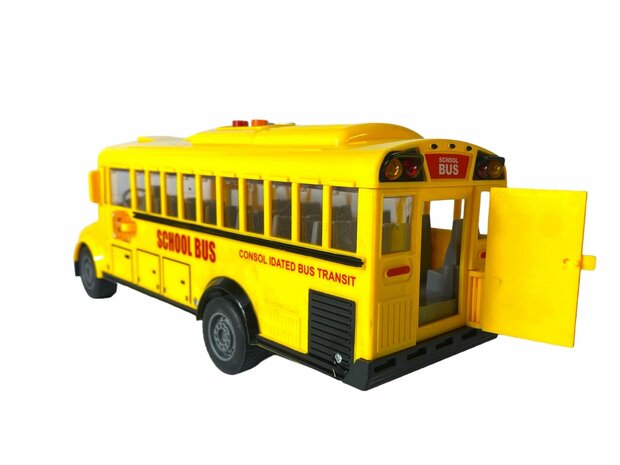 School bus with light and sound 27.5 cm yellow 1:16