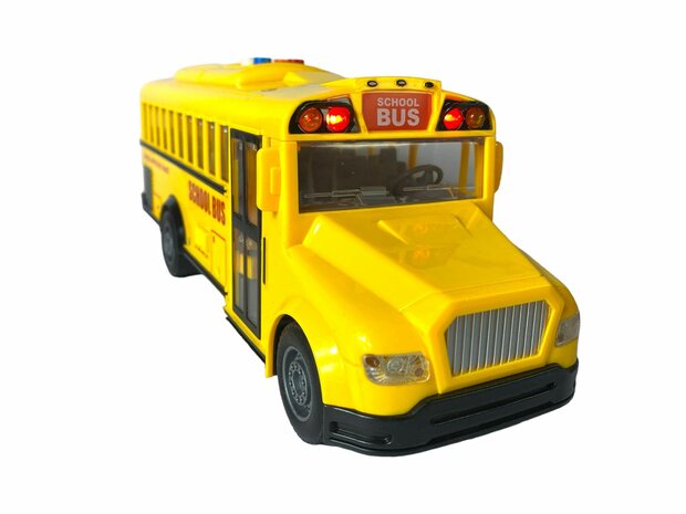 School bus with light and sound 27.5 cm yellow 1:16