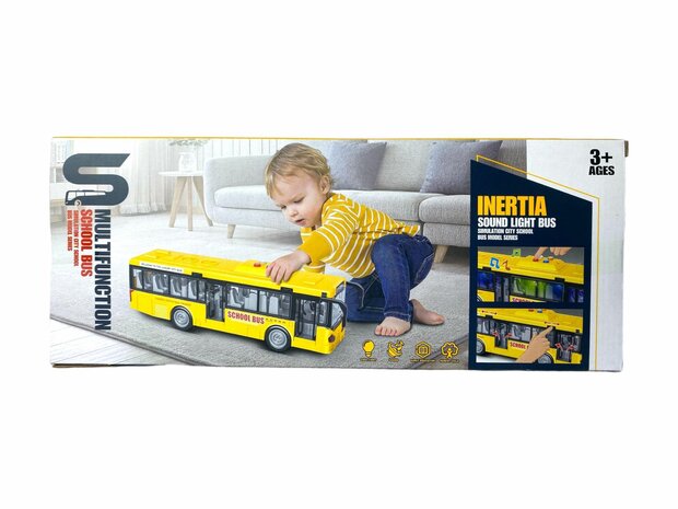 AUTOBUS SCOLAIRE AVEC LUMI&Egrave;RE ET SON 27 CM JAUNE 1:16