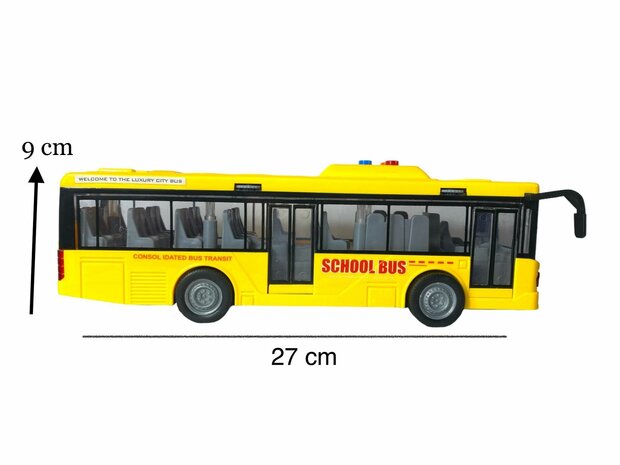 AUTOBUS SCOLAIRE AVEC LUMI&Egrave;RE ET SON 27 CM JAUNE 1:16