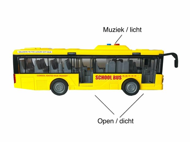 SCHOOLBUS MET LICHT EN GELUID 27 CM GEEL 1:16