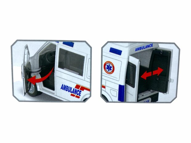 V&Eacute;HICULE JOUET AMBULANCE 22,5 cm - AVEC SIR&Egrave;NE - SON ET LUMI&Egrave;RES