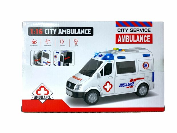 AMBULANCE TOY VEHICLE 22.5 cm - WITH SIREN - SOUND AND LIGHTS