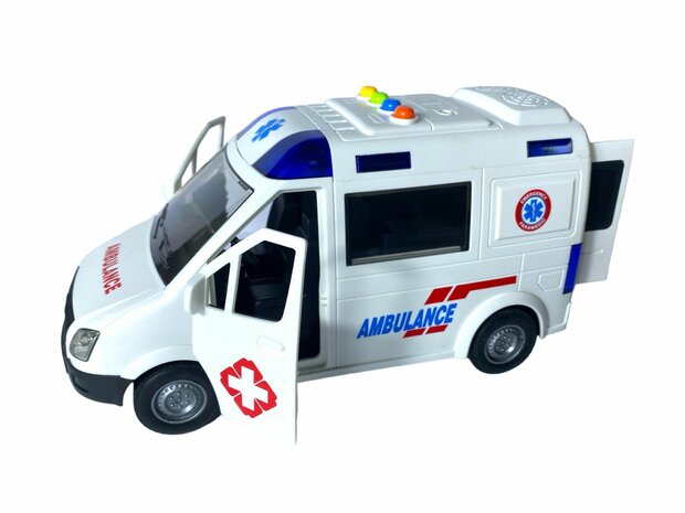 AMBULANCE TOY VEHICLE 22.5 cm - WITH SIREN - SOUND AND LIGHTS