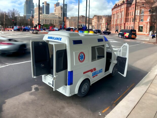 AMBULANCE TOY VEHICLE 22.5 cm - WITH SIREN - SOUND AND LIGHTS