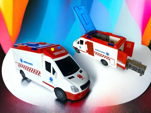 V&Eacute;HICULE JOUET AMBULANCE 27 cm - AVEC SIR&Egrave;NE - SON ET LUMI&Egrave;RES