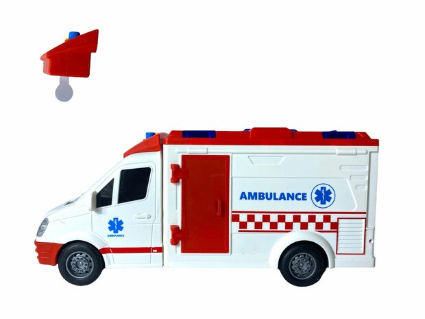 AMBULANCE SPEELGOED VOERTUIG 27 cm - MET SIRENE - GELUID EN LICHTJES