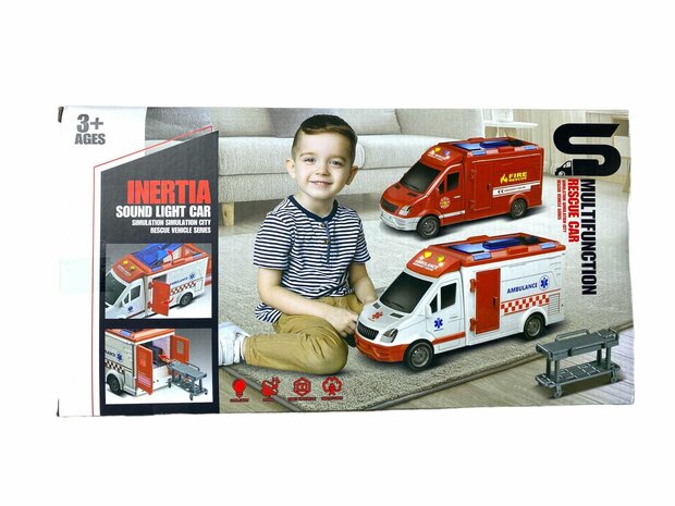 AMBULANCE TOY VEHICLE 27 cm - WITH SIREN - SOUND AND LIGHTS