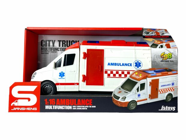 AMBULANCE TOY VEHICLE 27 cm - WITH SIREN - SOUND AND LIGHTS