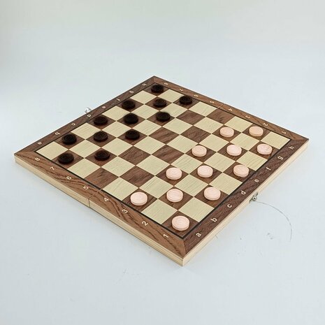 Magnetic game board - set 3in1 - chess board - checkers backgammon - wood - Foldable 29CM