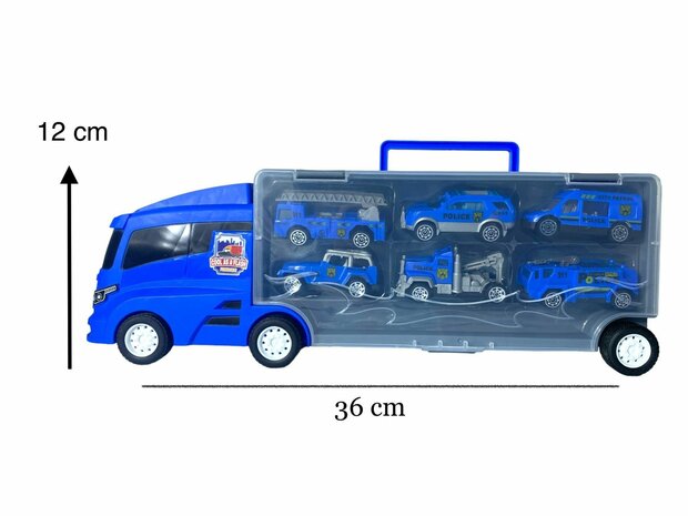 TRANSPORTEUR DE CAMION DE POLICE - ENSEMBLE DE COFFRET 6 PI&Egrave;CES - 36CM B