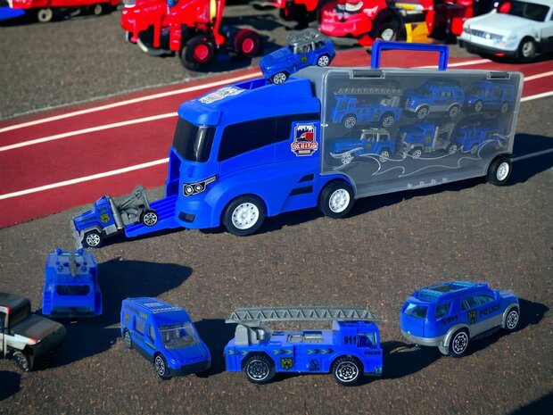 POLICE TRUCK TRUCK TRANSPORTER - 6-PIECE CASE SET - 36CM B