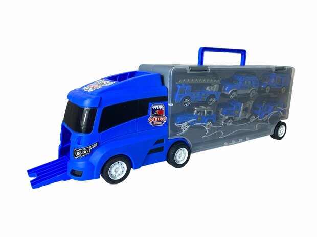 POLICE TRUCK TRUCK TRANSPORTER - 6-PIECE CASE SET - 36CM B