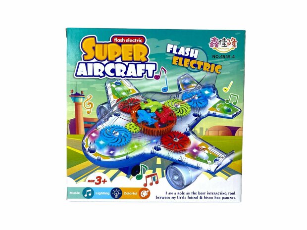 Airplane toy Cool transparent blue and Orange  electric 20cm.