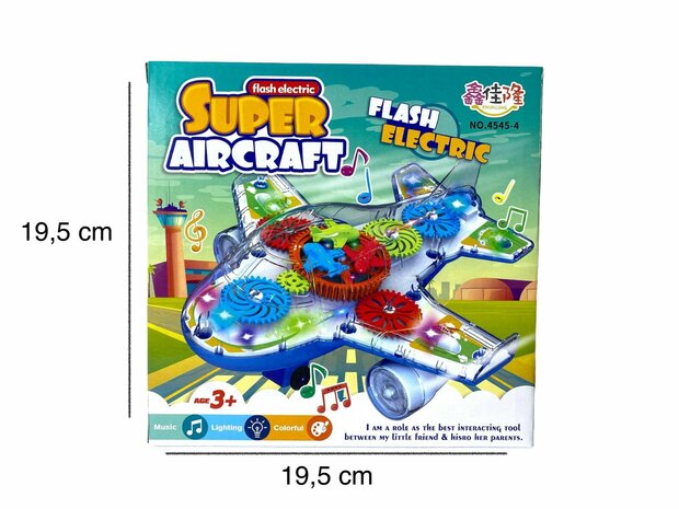 Airplane toy Cool transparent blue and Orange  electric 20cm.