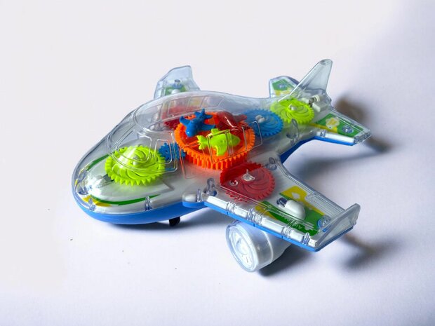 Airplane toy Cool transparent blue and Orange  electric 20cm.